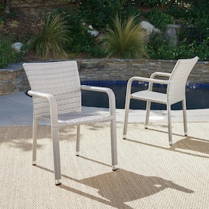 Dover Chateau Grey Stackable Aluminum Outdoor Patio Dining Chair (2-Pack)