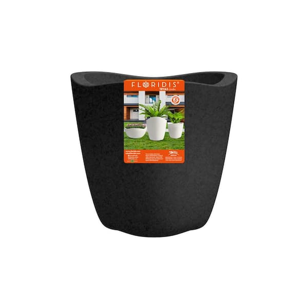 FLORIDIS 12.5 in. x 12 in. H Tryas Medium Black Plastic Decorative Pot