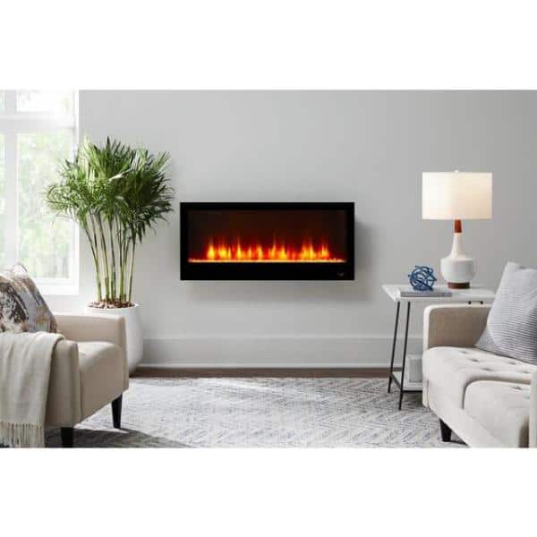 Home Decorators Collection 42 in. Wall Mount Electric Fireplace in Black SP6778 - The Home Depot