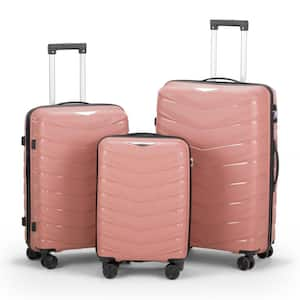 3-Piece V-Stripesrose Rose Gold 20 in., 24 in., 28 in. Tie Rods PP Luggage Set