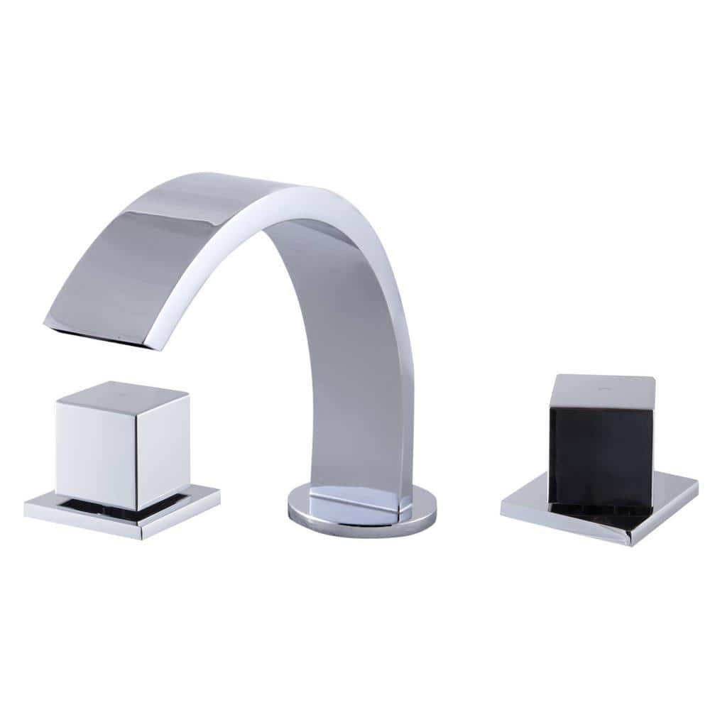 Polished Chrome Modern Widespread Bathroom Faucet with Dual Handles