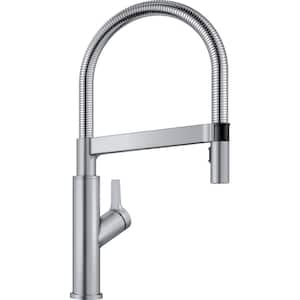 SOLENTA SENSO Single Handle Gooseneck Touchless Pull-Down Sprayer Kitchen Faucet in Stainless Steel