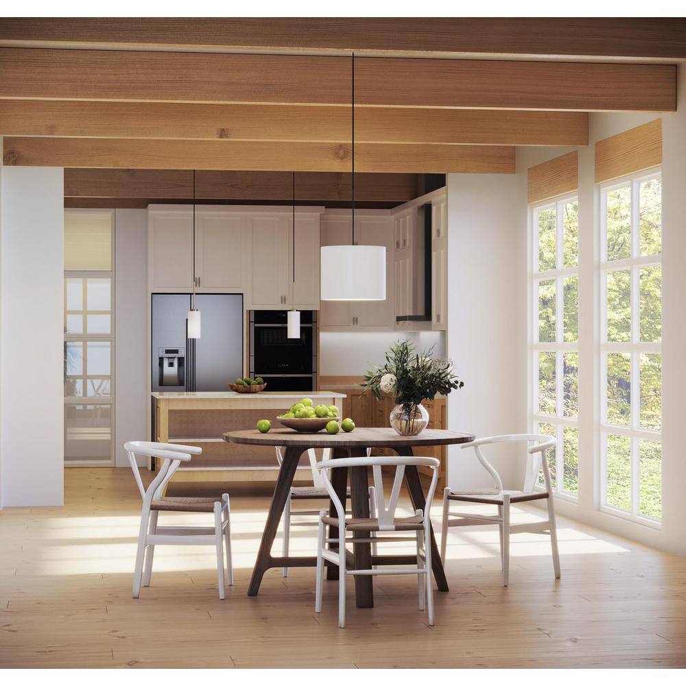 Elegant Drum Shade Pendant Light in Brushed Nickel with Glass Diffuser