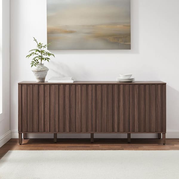CROSLEY FURNITURE Marlowe Walnut Wood Buffet with Adjustable
