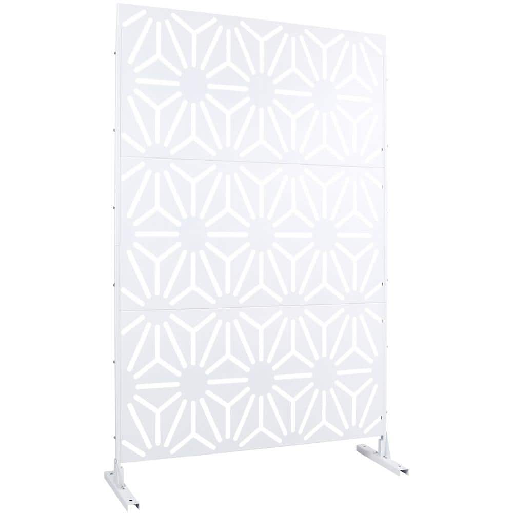 6.3 ft. H x 4 ft. W White Metal Outdoor Privacy Panels Freestanding Garden 