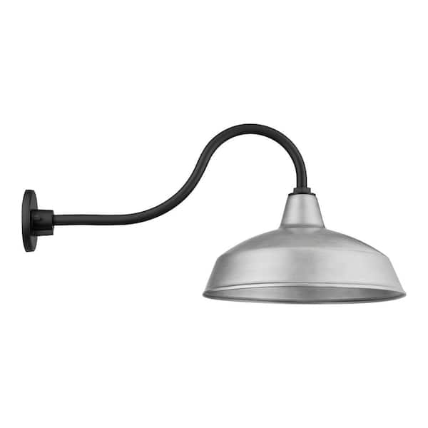 Easton 14 in. 1-Light Graphite Hardwired Outdoor Wall Light Lantern Sconce with Steel Shade
