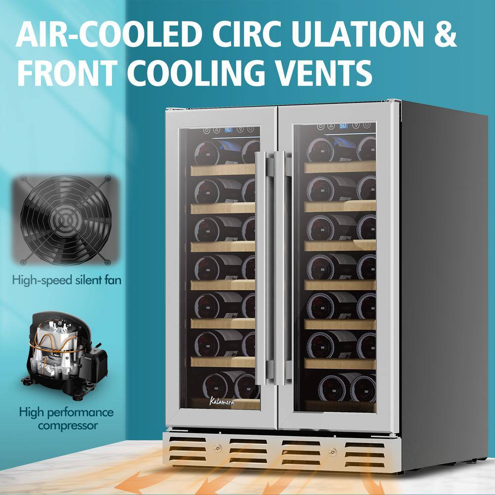 Kalamera 40-Bottle Stainless Steel Dual Zone Wine Refrigerator