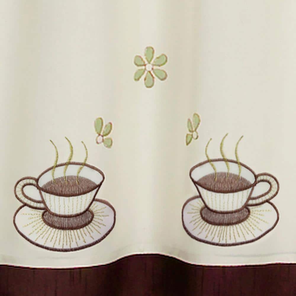 Cuppa Joe Embellished Beige and Brown Valance Set