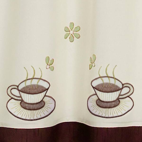 Kitchen Curtains Embellished Cottage Set COFFEE CUPPA JOE by Achim 