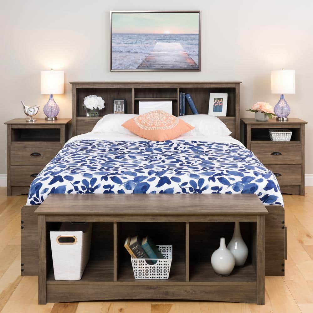 Fremont Drifted Gray 2-Drawer Nightstand with Antique Bronze Knobs