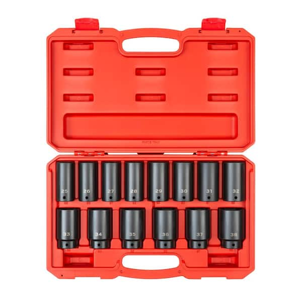 TEKTON 1/2 in. Drive Deep 6-Point Impact Socket Set, 14-Piece (25 mm ...