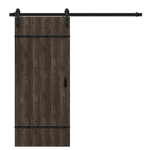 Easy Build 36 in. x 84 in.  Iron Age MDF Sliding Barn Door with Hardware Kit