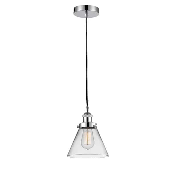 Innovations Cone 1-Light Polished Chrome Shaded Pendant Light with Clear Glass Shade