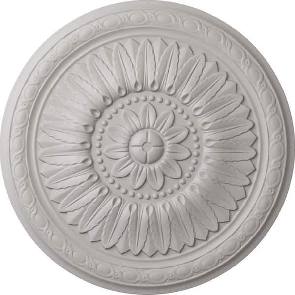 Ekena Millwork 24 in. x 1-5/8 in. Temple Urethane Ceiling (Fits Canopies upto 9-1/4 in.) ,Ultra Pure White