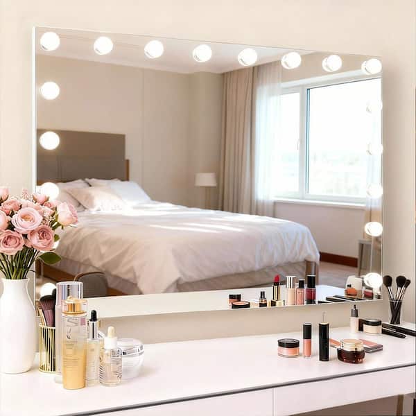 31.5 in x 22.8 in Vanity with Integrated Light, Dimmable Bedroom Cosmetic Makeup Mirror with USB Charge Port