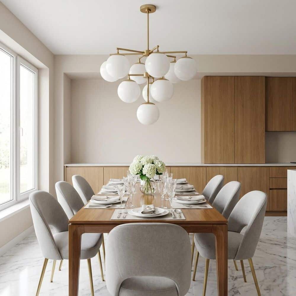 Nube 26 in. W 10-Light Satin Brass Modern Dimmable Linear Chandelier with Milk Glass Globe Shades, No Bulbs Included price history on PriceWatchPro