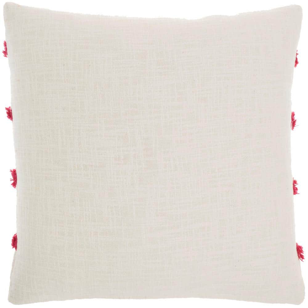 Hot Pink Cotton Tufted Square Throw Pillow 18" x 18"