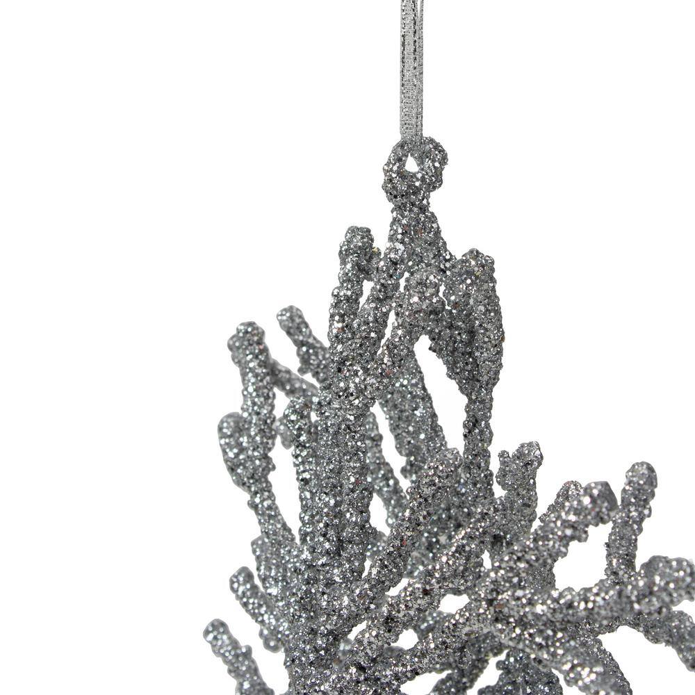 7.5" Silver Glitter Metal Snowflake Christmas Ornament