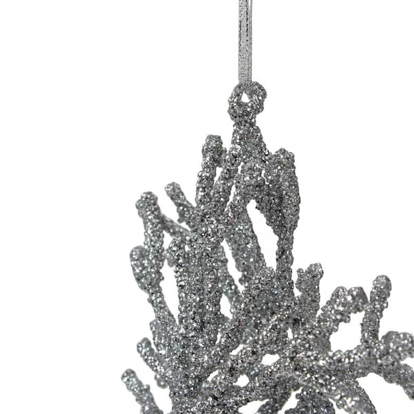 Silver Glitter hot Snowflake Christmas Tree Ornament (24 pack) (M101407)