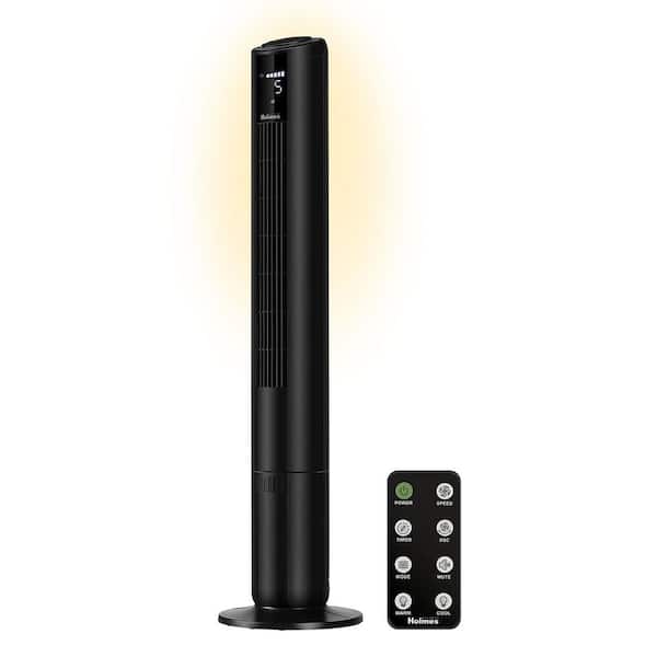 Holmes 42 in. Oscillating 5 Speed Digital Tower Fan Black with BuiltIn