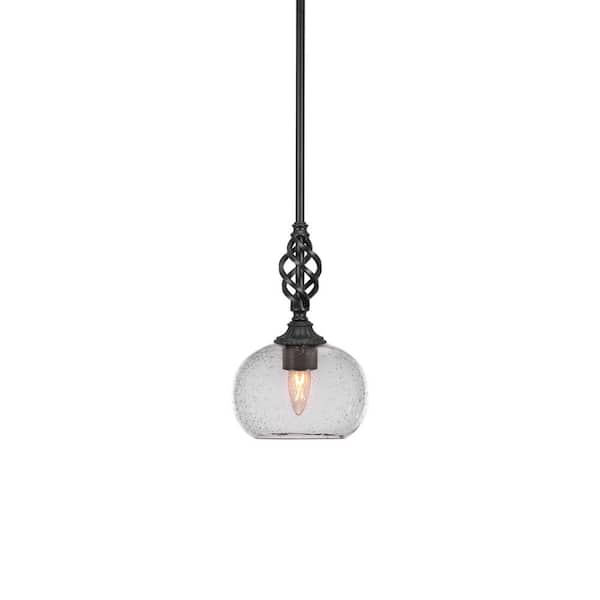 Unbranded Bridgewater 100 W 1-Light Matte Black Standard Mini Pendant Light with Glass Shade