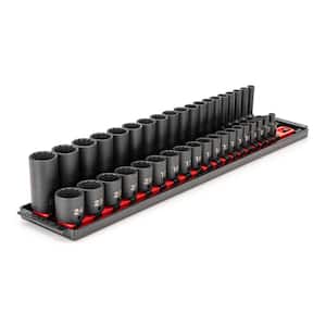 3/8 in. Drive 12-Point Impact Socket Set with Rails (6 mm-24 mm) (38-Piece)