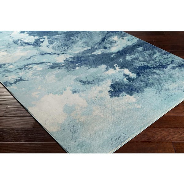 Natassa Aqua 8 ft. 10 in. x 12 ft. Abstract Indoor/Outdoor Patio Area Rug