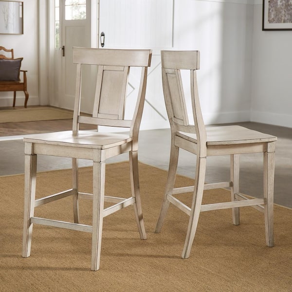 HomeSullivan Antique White Panel Back Wood Counter Height Chair (Set of 2)