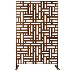 76 in. H Brown Steel Garden Fence Freestanding Decorative Patterns Privacy Screen