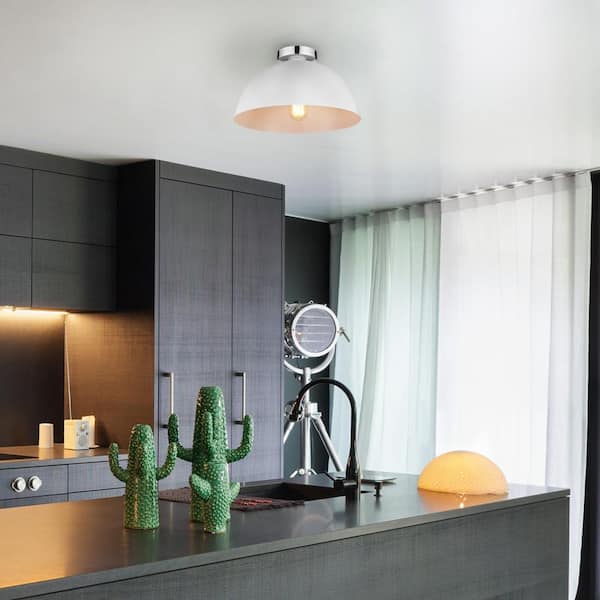 Brady 1-Light Matte White Semi-Flush Mount Ceiling Light