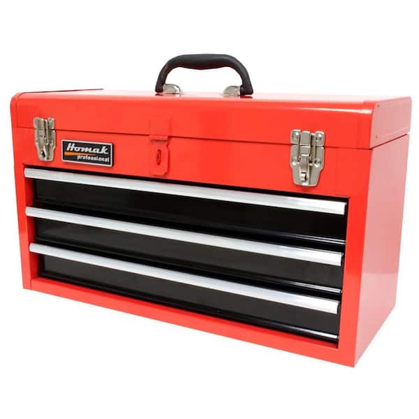 Homak 20 in. 3-Drawer Tool Box in Red