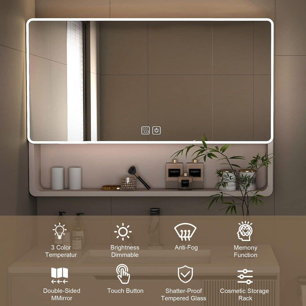 MEG 35 in. W x 28 in. H Rectangular White Aluminum Recessed/Surface Mount M