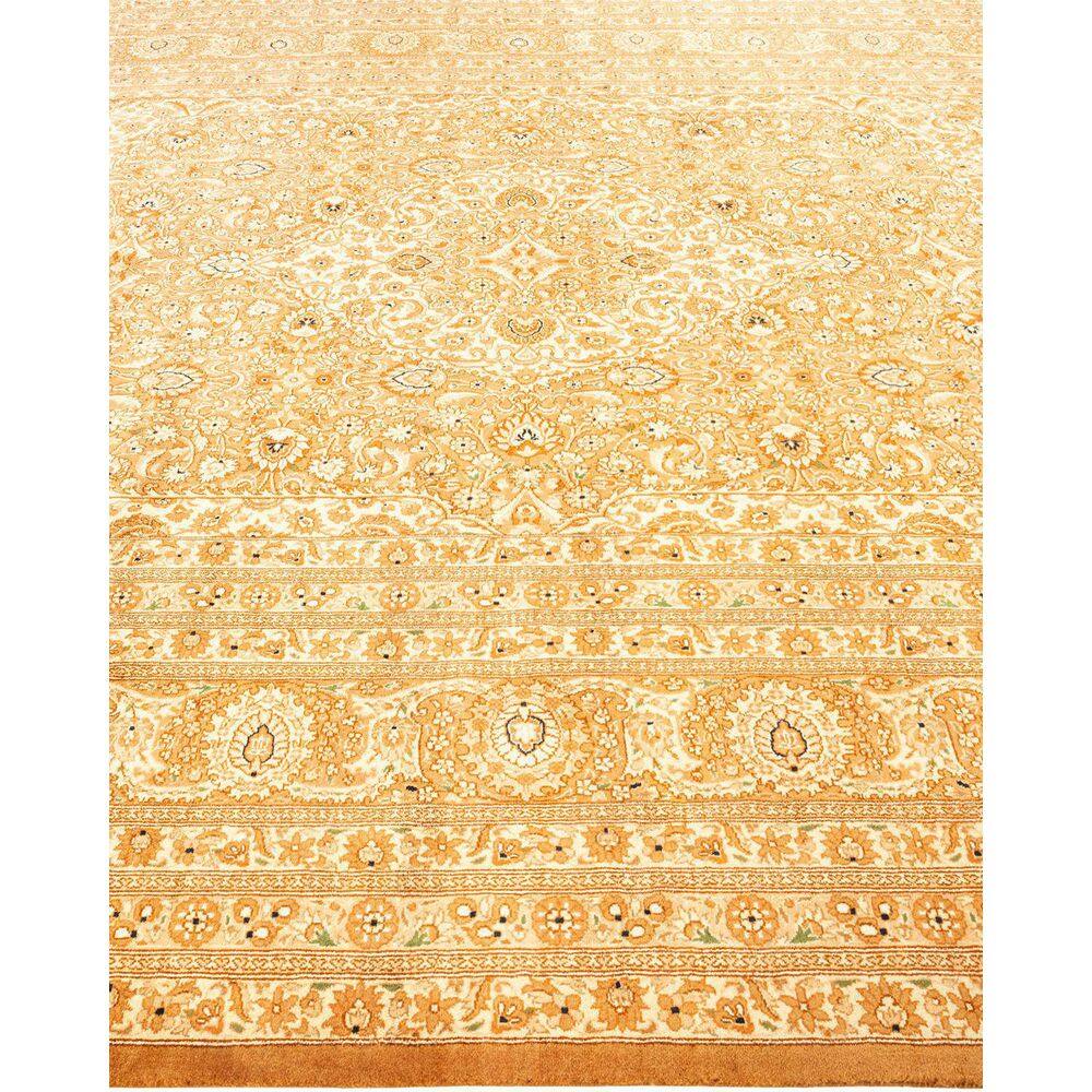 Handmade Yellow and Beige Wool 8' x 10' Rectangular Area Rug