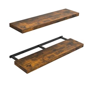 36 inches Floating Shelves Set of 2,Rustic Wood Wall Mounted Shelves for Bathroom,Bedroom,Living Room,Rustic Brown