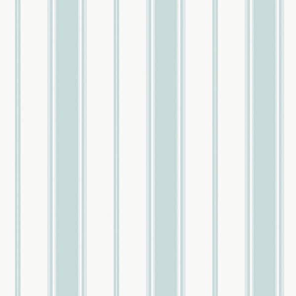 Unbranded Smart Stripes 3-Turquoise/Teal Heritage Stripe Matte Finish Non-Pasted Vinyl on Non-Woven Wallpaper Sample