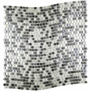 Galaxy Star Dust White Wavy Square Mosaic 0.3125 in. x 0.3125 in. Iridescent Glass Wall and Pool Tile (20 sq. ft./Case)