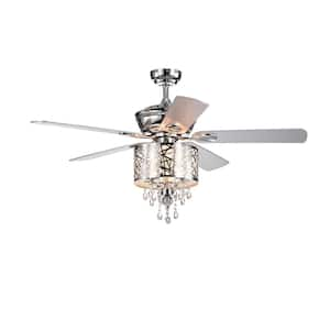 52 in. Indoor Chrome Ceiling Fan (Optional Remoteand 2-Color Option Blades) or Bedroom, Living Room, Dining Room