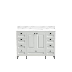 48 in. W x 21 in. D x 34 in. H Single Sink Freestanding Bath Vanity in White with White Engineered Stone Top