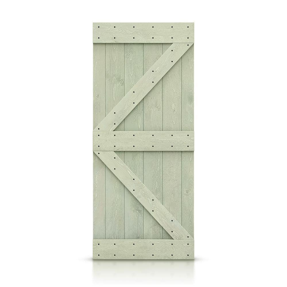 K Series 30 in. x 84 in. Pre Assembled Sage Green Stained Solid Pine Wood Interior Sliding Barn Door Slab price history on PriceWatchPro
