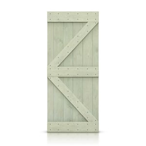 K Series 30 in. x 84 in. Pre Assembled Sage Green Stained Solid Pine Wood Interior Sliding Barn Door Slab