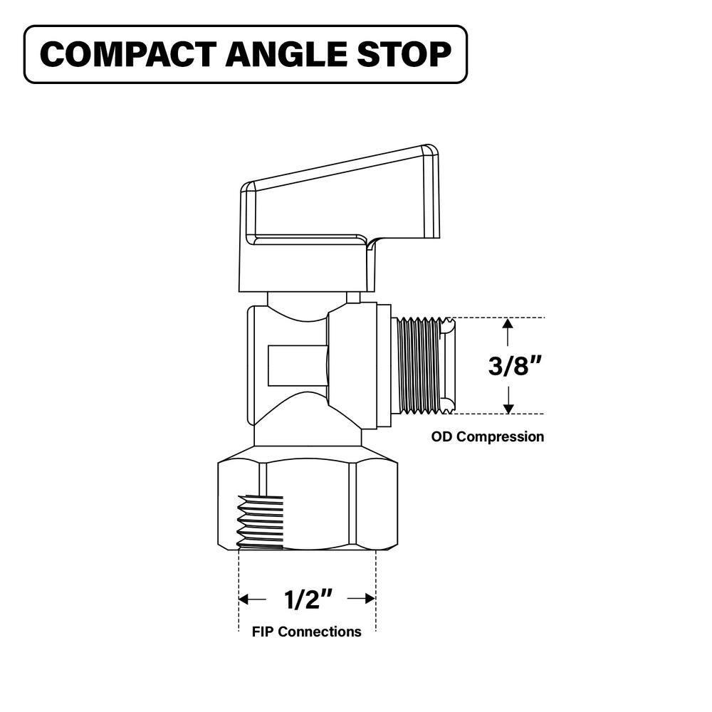 Chrome Plated Brass Dual Outlet Angle Stop Valve (2-Pack)