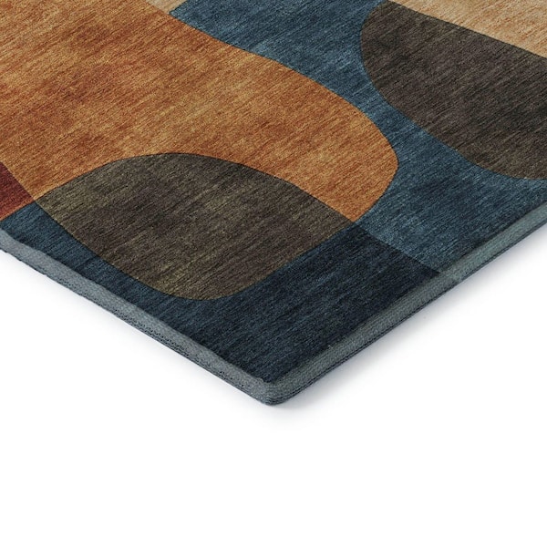 Mayfield Premium Machine Washable Abstract AMF1867 Navy 2 ft. 3 in. x 7 ft. 6 in. Runner Rug