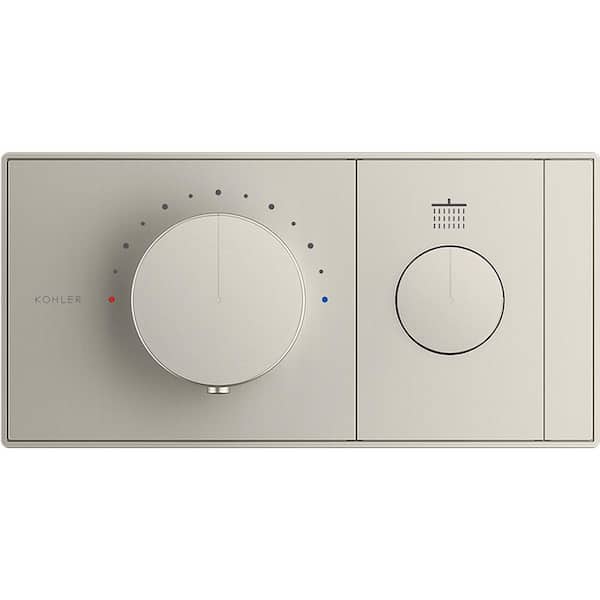 Anthem 1-Outlet Thermostatic Valve Control Panel with Recessed Push-Button in Vibrant Brushed Nickel
