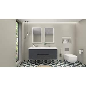 Bohemia 60 in. W Bath Vanity in High Gloss Gray with Reinforced Acrylic Vanity Top in White with White Basins