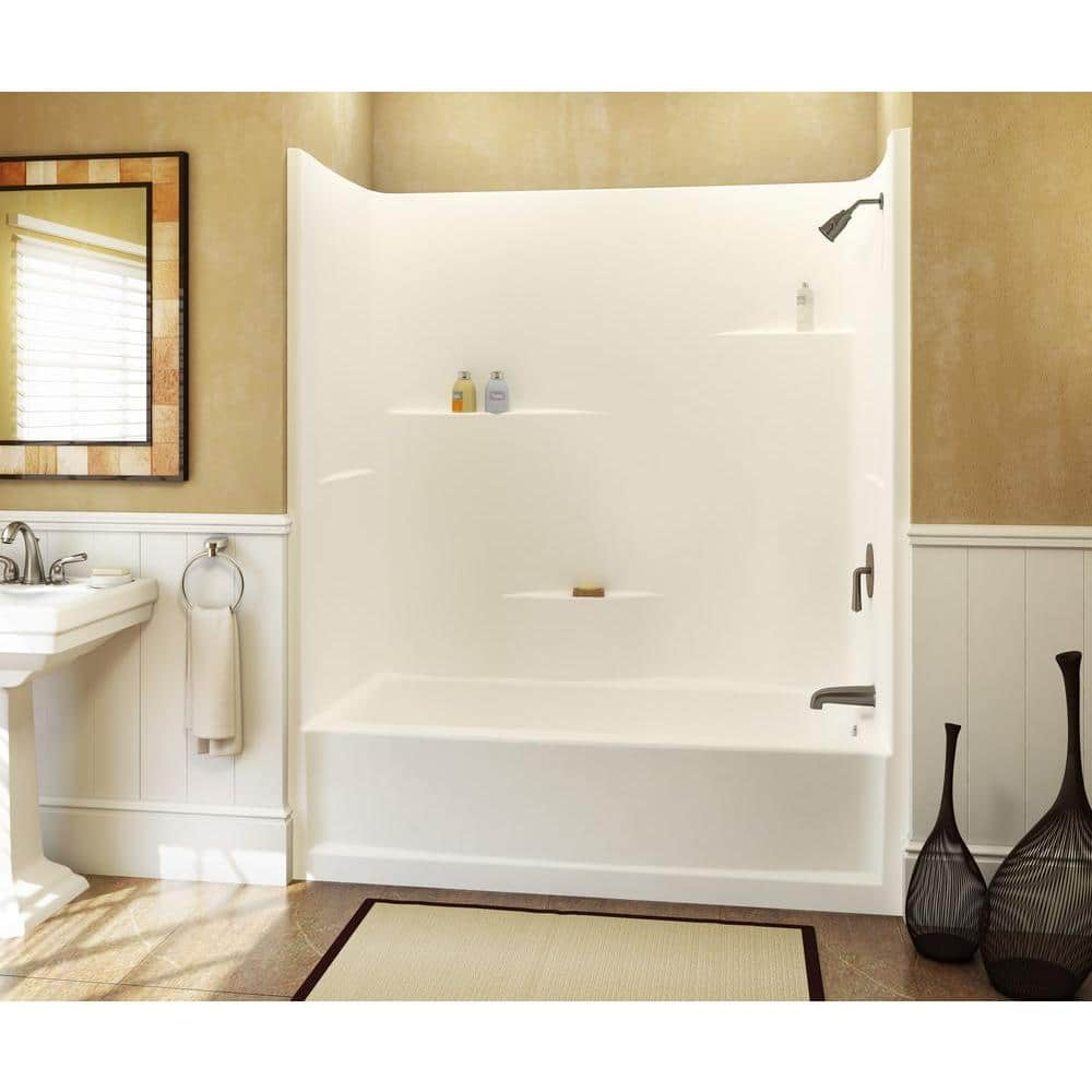 Aquatic Everyday 60 in. x 30 in. x 72 in. 1-Piece Direct-to-Stud Bath ...