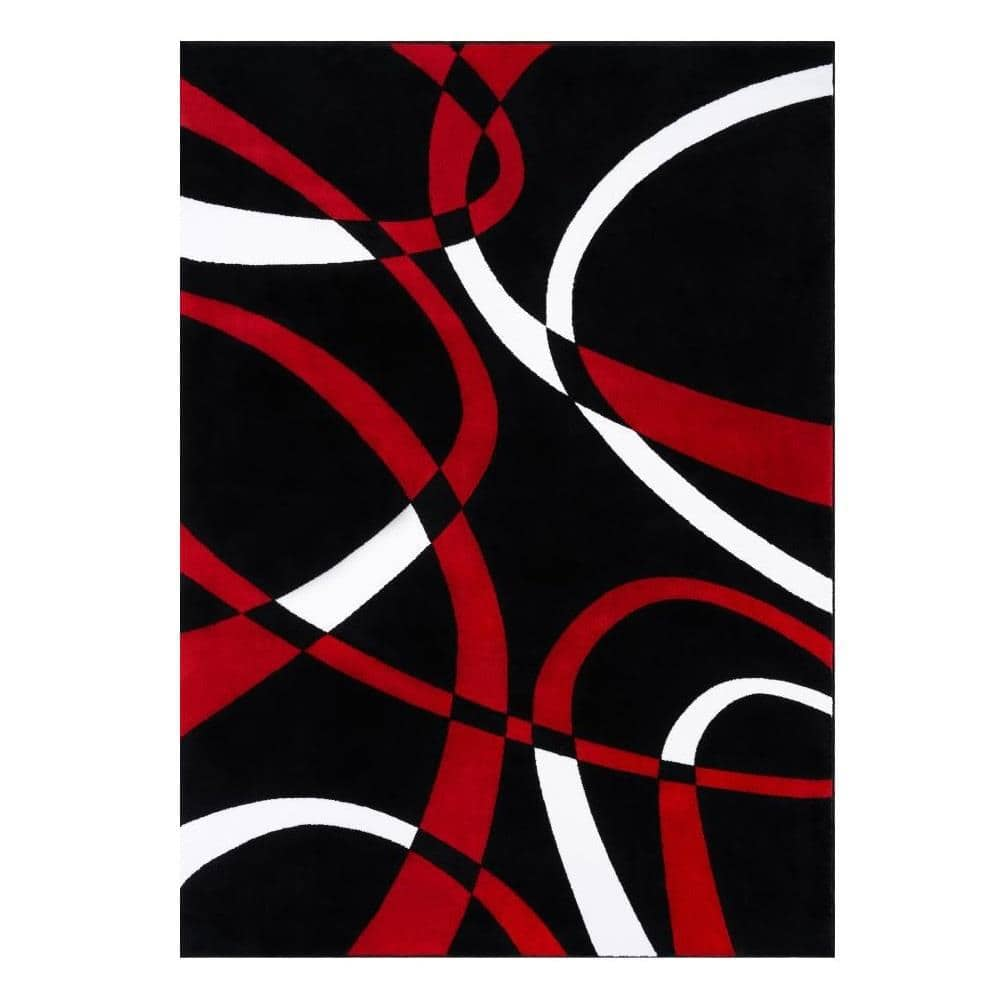 Luxe Weavers Red Modern Abstract Area Rug 4x5 Geometric Living Room Carpet