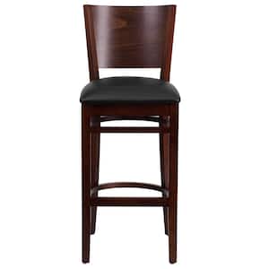 Lacey 31.5 in. Black and Walnut Cushioned Wood Bar Stool