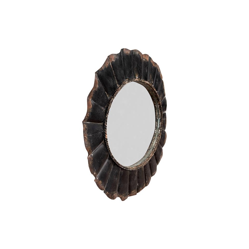 Elegant Full-Length Oval Wooden Mirror with Silver Accents, 24"x31"
