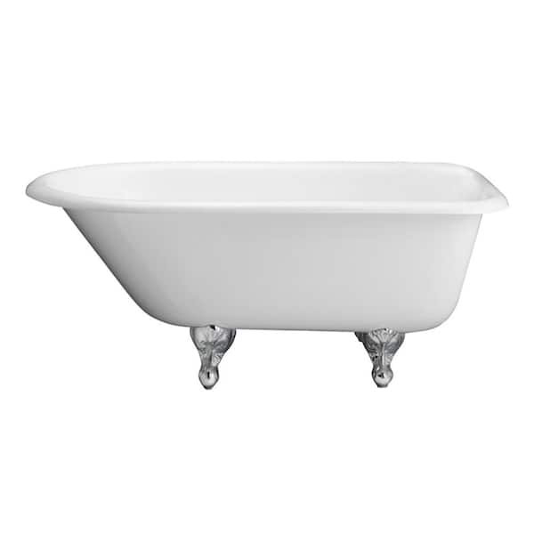 Barclay Products 60 in. Cast Iron Clawfoot Bathtub in White with Bisque Feet