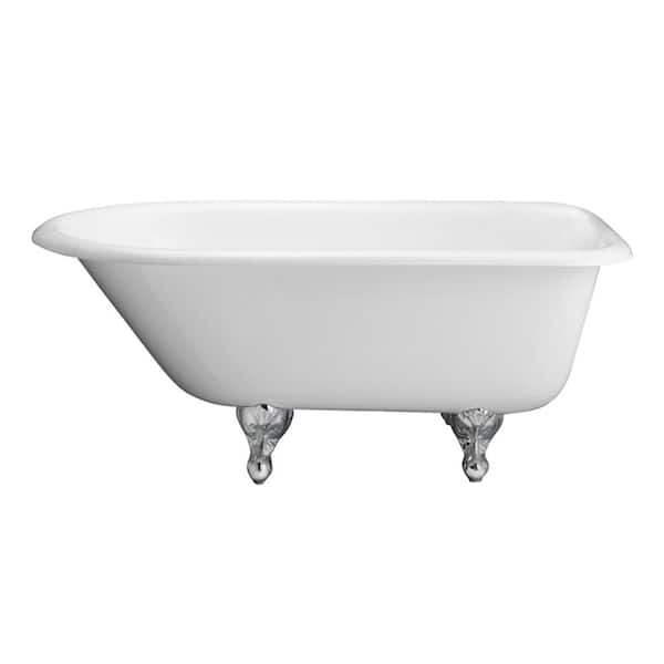 Barclay Products 60 in. Cast Iron Clawfoot Bathtub in White with White Feet